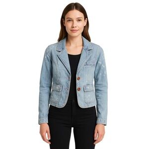 TOMMY JEANS‎ Women’s Light Wash Denim Blazer Jacket Size M